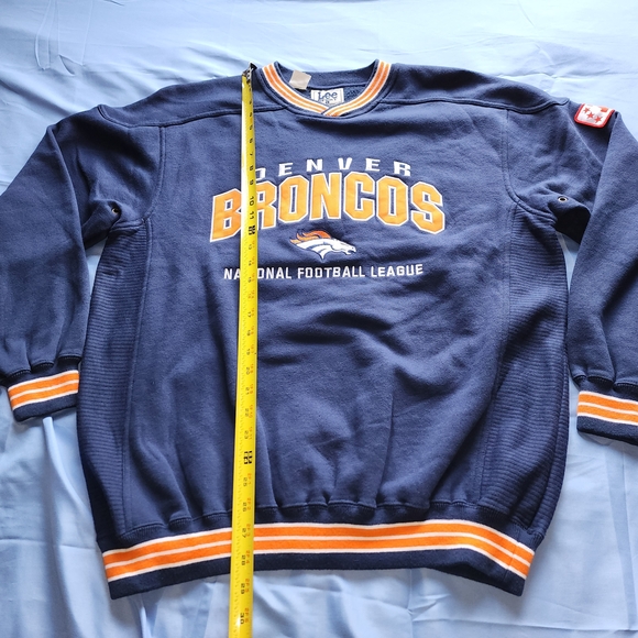 VTG LEE SPORT NFL DENVER BRONCOS FLEECE LINED PULLOVER SWEATER BLUE/ORANGE LARG - Picture 10 of 15